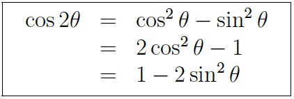 Double angle formlas for cosine