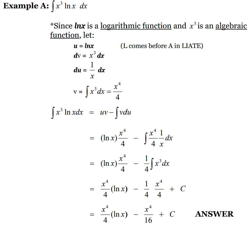 Integration by Parts Example 1