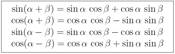 Ptolemy’s identities, the sum and difference formulas for sine and cosine.
